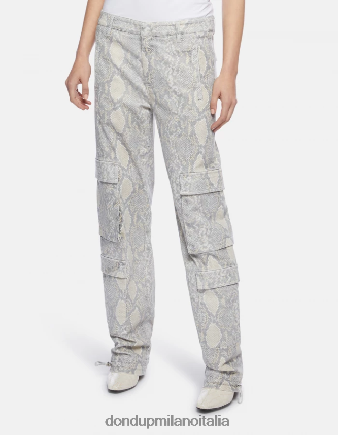 DONDUP mujer pantalones tori holgados de algodón estampados vestir natural AZX2Z0119