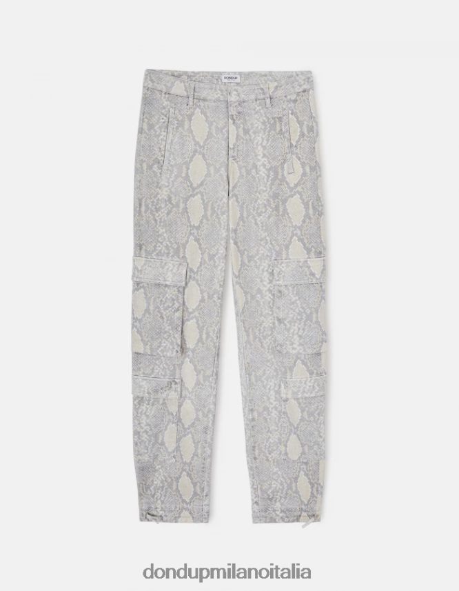 DONDUP mujer pantalones tori holgados de algodón estampados vestir natural AZX2Z0119