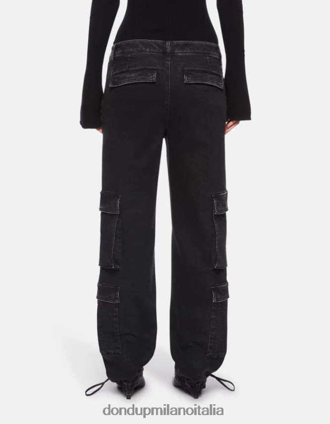 DONDUP mujer pantalones tori holgados de denim elástico vestir negro AZX2Z0130