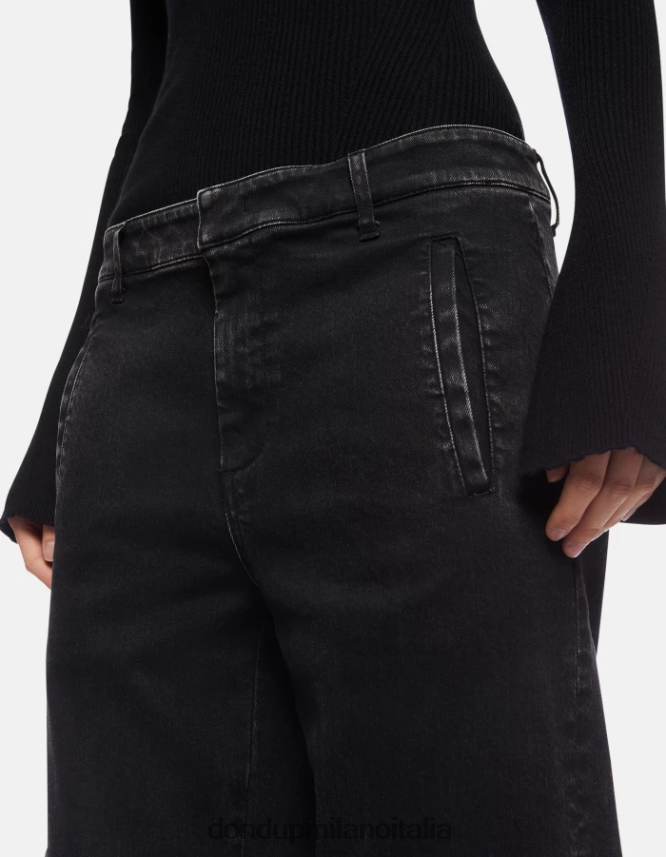 DONDUP mujer pantalones tori holgados de denim elástico vestir negro AZX2Z0130