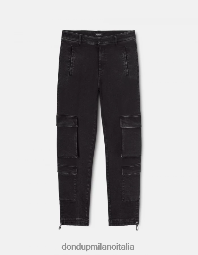 DONDUP mujer pantalones tori holgados de denim elástico vestir negro AZX2Z0130