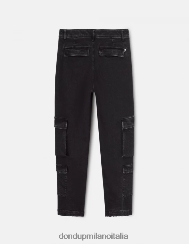 DONDUP mujer pantalones tori holgados de denim elástico vestir negro AZX2Z0130