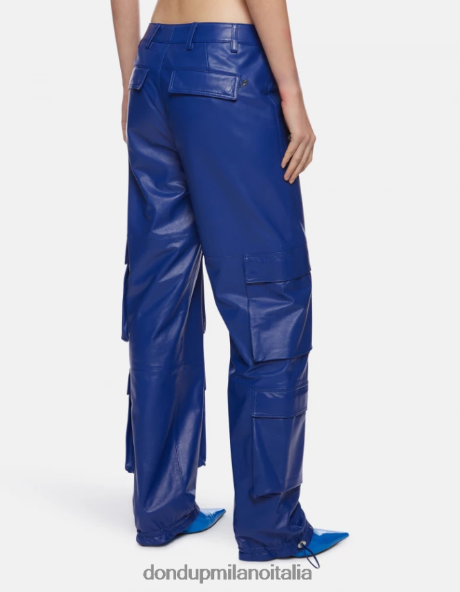 DONDUP mujer pantalones tori holgados de piel de napa vestir azul real AZX2Z0197