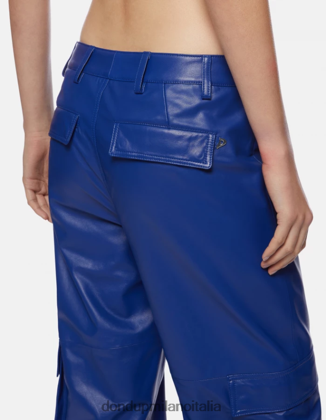 DONDUP mujer pantalones tori holgados de piel de napa vestir azul real AZX2Z0197