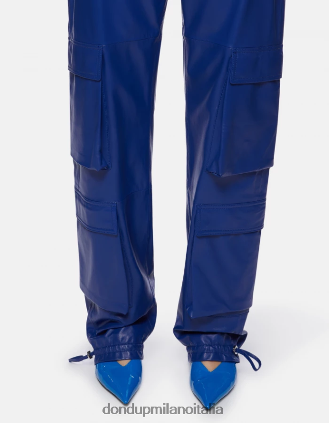 DONDUP mujer pantalones tori holgados de piel de napa vestir azul real AZX2Z0197