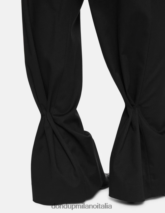 DONDUP mujer pantalones tru holgados de algodón vestir negro AZX2Z0215