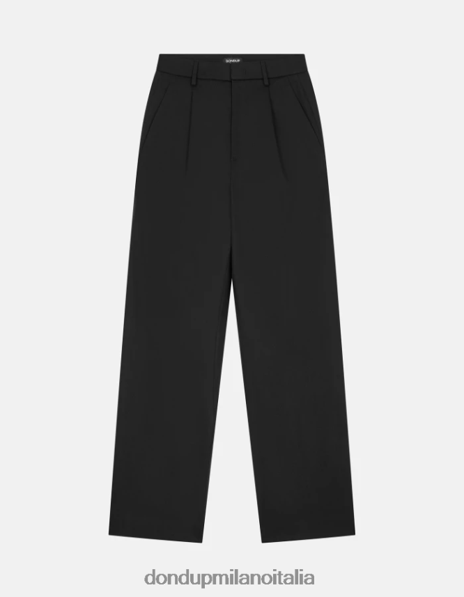 DONDUP mujer pantalones tru holgados de algodón vestir negro AZX2Z0215