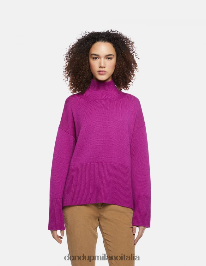 DONDUP mujer suéter oversize de lana con cuello tipo polo vestir barbabietola AZX2Z0296