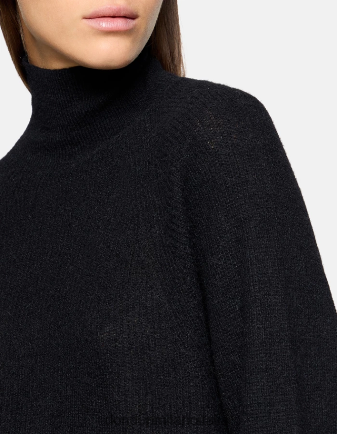 DONDUP mujer suéter regular fit de mohair con cuello tipo polo vestir negro AZX2Z0303