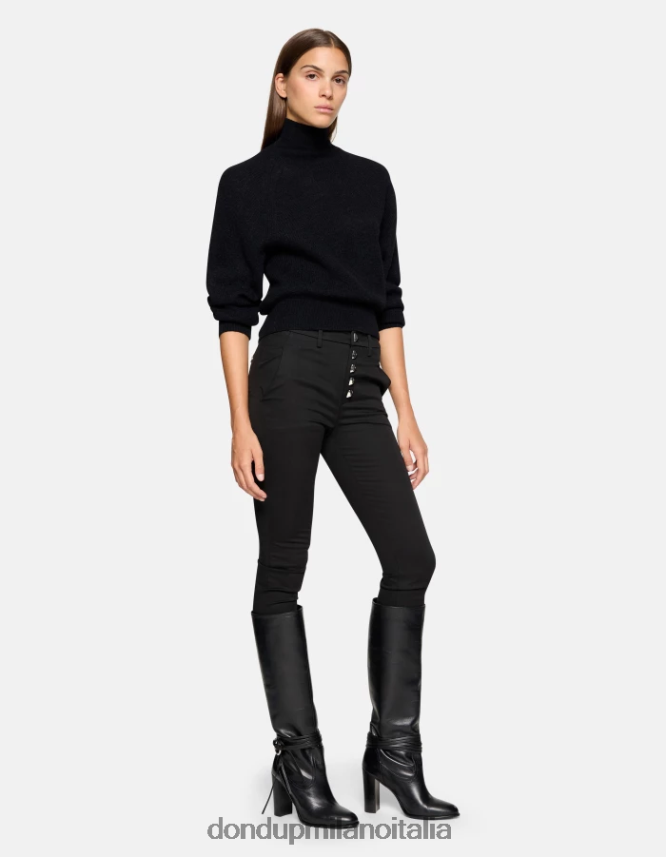 DONDUP mujer suéter regular fit de mohair con cuello tipo polo vestir negro AZX2Z0303