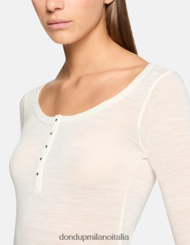 DONDUP mujer top henley de lana slim fit vestir burro AZX2Z0431