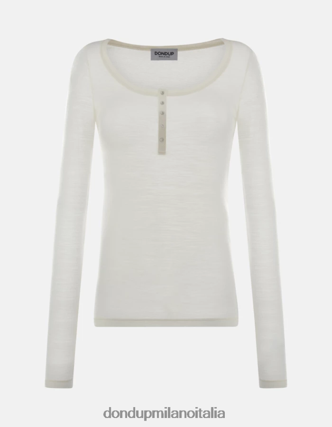 DONDUP mujer top henley de lana slim fit vestir burro AZX2Z0431