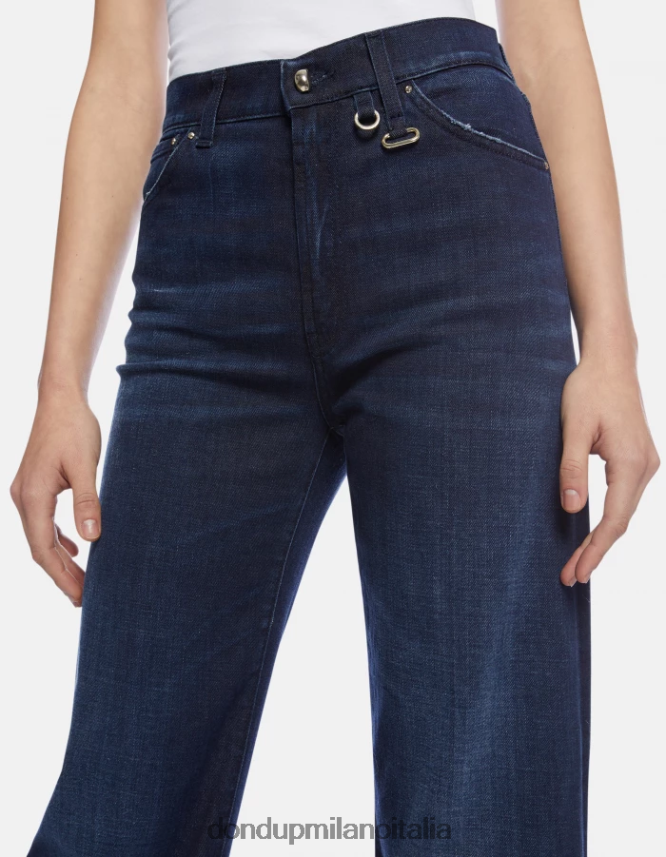 DONDUP mujer vaqueros anchos de denim elástico color ámbar vestir azul AZX2Z0101