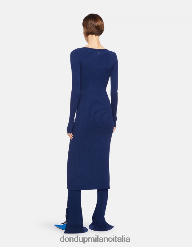 DONDUP mujer vestido largo de viscosa vestir azul AZX2Z0287