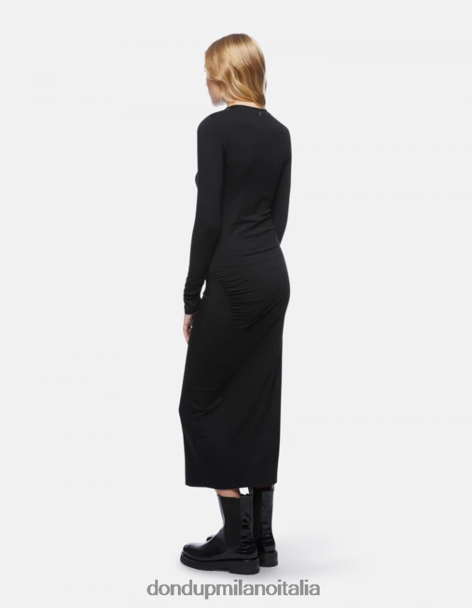 DONDUP mujer vestido largo de viscosa vestir negro AZX2Z0274