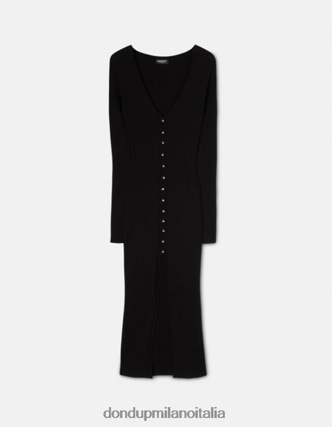 DONDUP mujer vestido largo de viscosa vestir negro AZX2Z0286