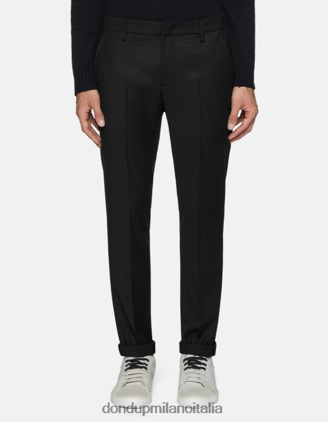 DONDUP hombres pantalones gaubert de franela slim vestir negro AZX2Z0787