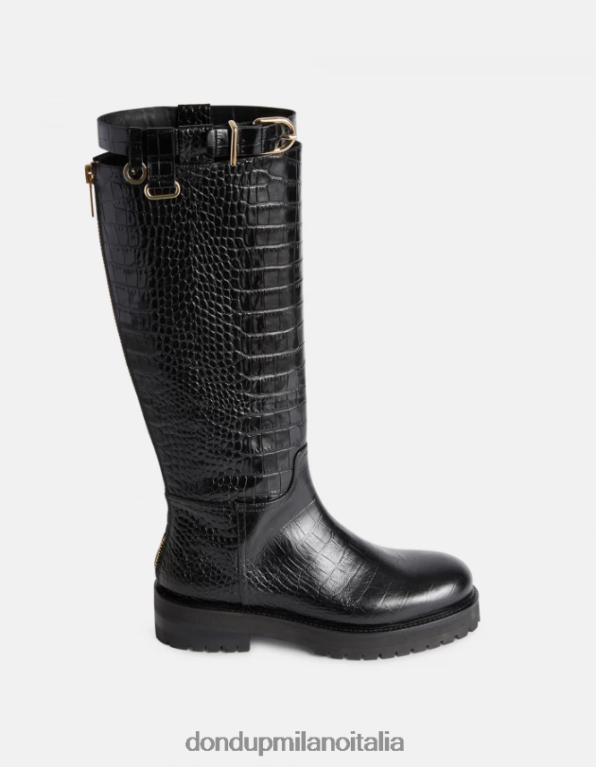 DONDUP mujer botas de piel efecto cocodrilo calzado negro AZX2Z0457