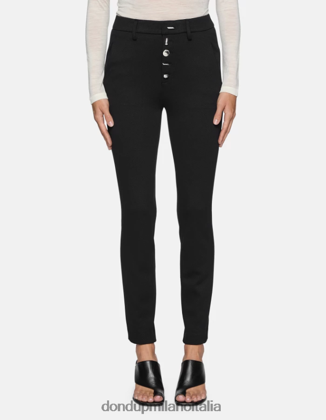 DONDUP mujer pantalones carmen slim de punto vestir negro AZX2Z0236