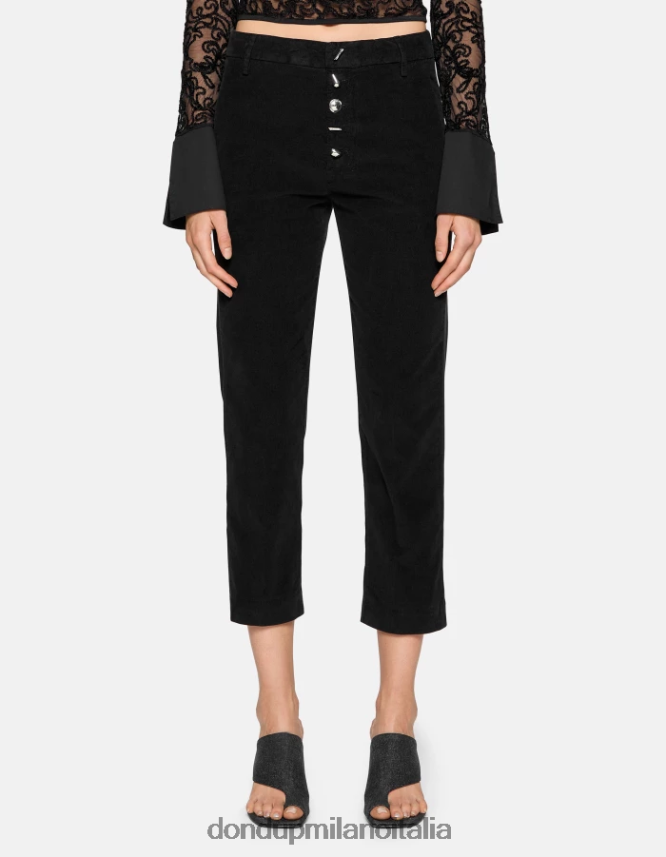 DONDUP mujer pantalones holgados de terciopelo nima vestir negro AZX2Z0137