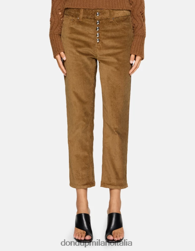 DONDUP mujer pantalones holgados de terciopelo koons vestir canela AZX2Z0106