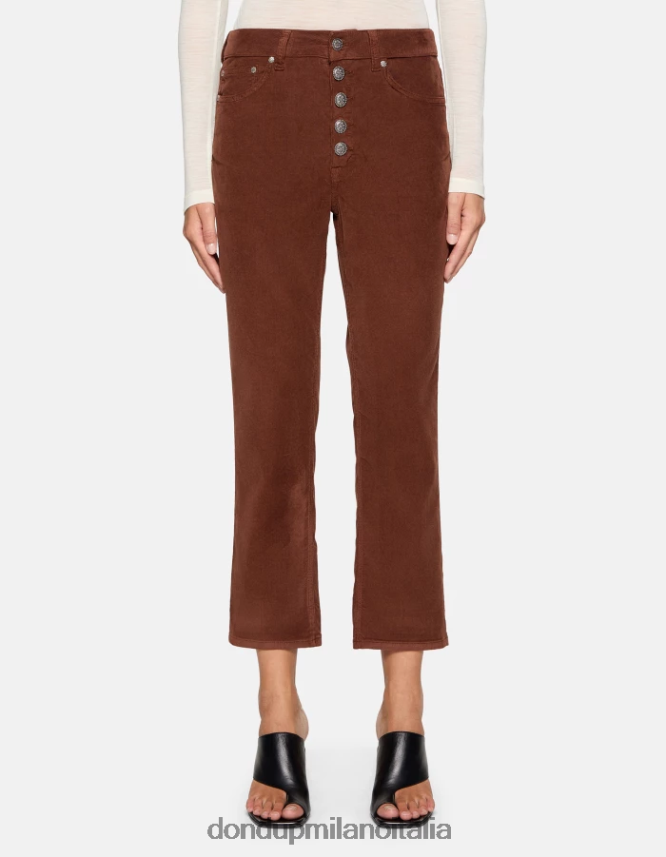 DONDUP mujer pantalones holgados de terciopelo koons vestir ciocolato AZX2Z073