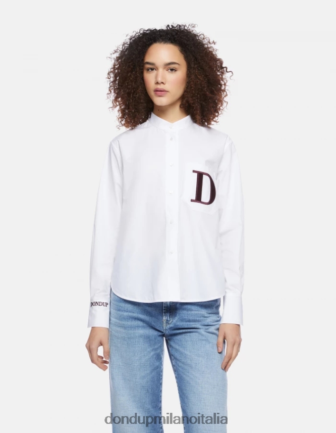 DONDUP mujer camisa de popelina regular fit vestir blanco AZX2Z0259