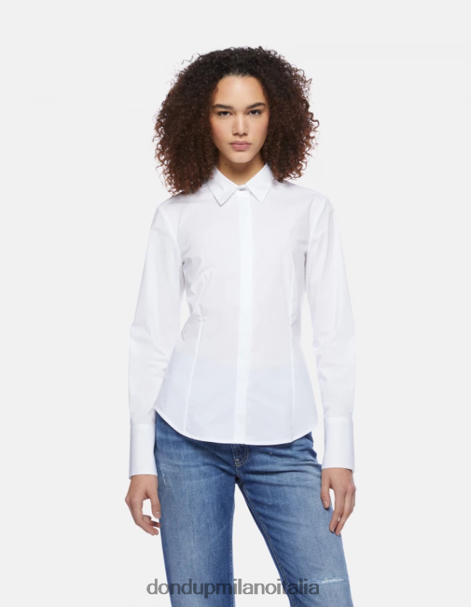 DONDUP mujer camisa de popelina slim vestir blanco AZX2Z0245