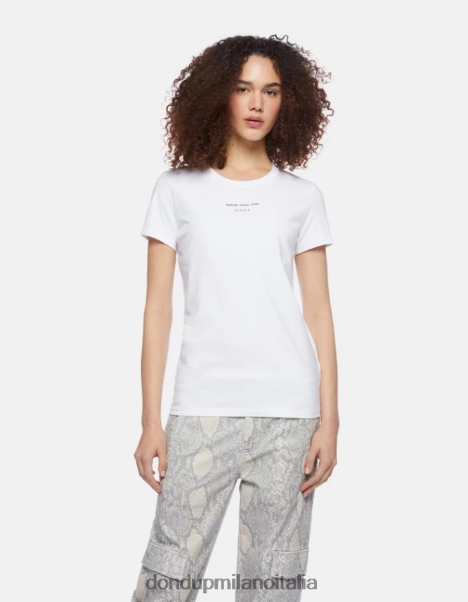 DONDUP mujer camiseta ajustada de punto vestir blanco AZX2Z0419