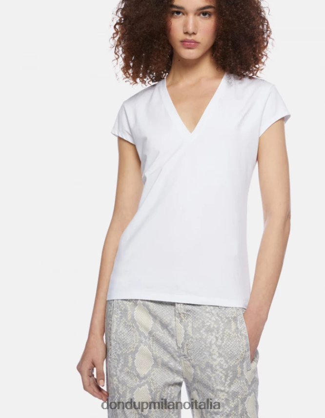 DONDUP mujer camiseta ajustada de punto vestir blanco AZX2Z0421