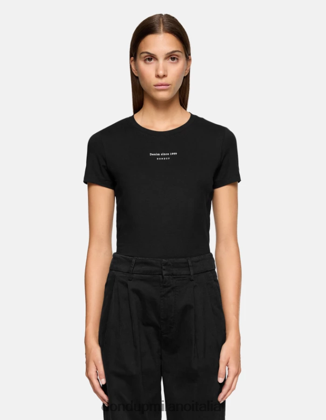 DONDUP mujer camiseta ajustada de punto vestir negro AZX2Z0418