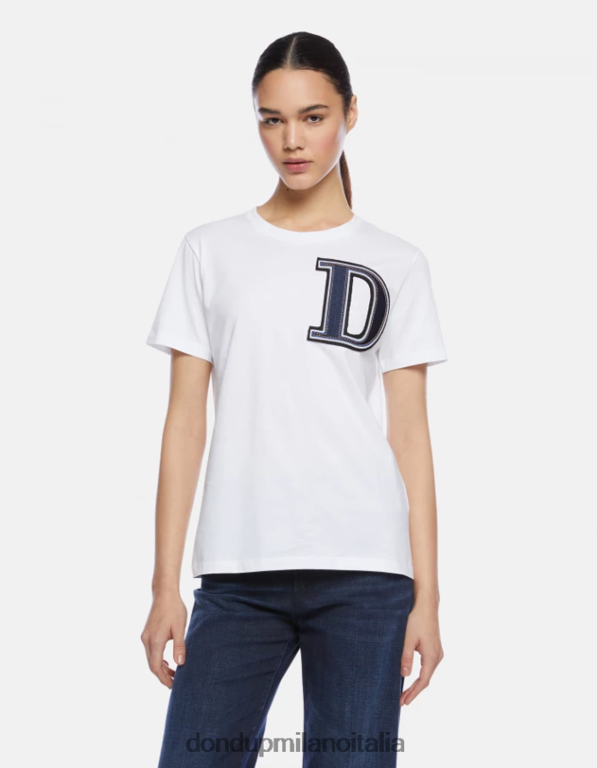 DONDUP mujer camiseta de punto regular fit vestir blanco AZX2Z0417