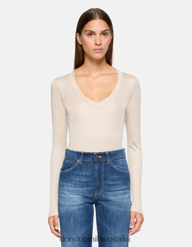 DONDUP mujer camiseta interlock slim vestir livito AZX2Z0414